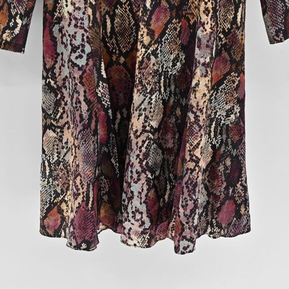 REBECCA TAYLOR Dress Womens Size 6‎ Silk Met Python Snake Print Purple Mob Wife - Picture 7 of 14